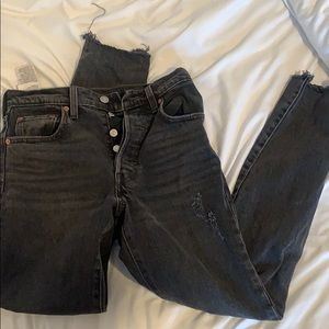 Vintage Levi's 501s Black Ripped Knee Size 24